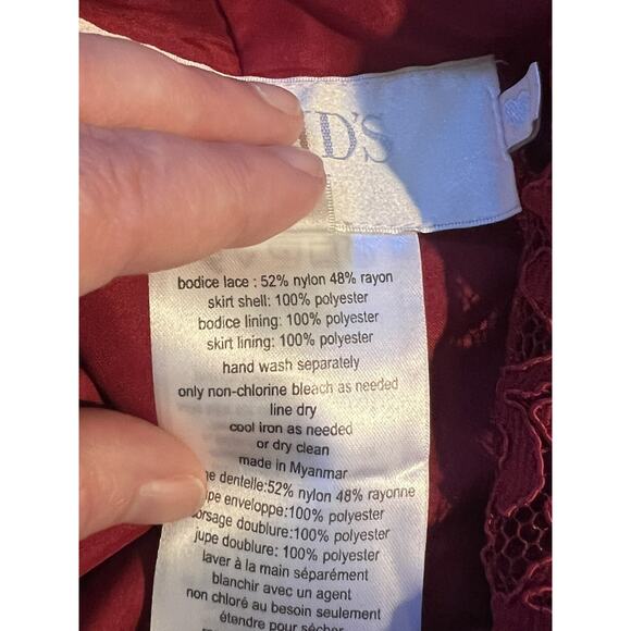 Davids Bridal Red Bridesmaid Prom Dress Maxi Long HOCO Gala Holiday Event Glam - Picture 10 of 10